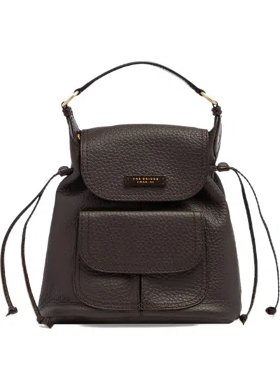 The Bridge Martina Pebbled Leather Drawstring Backpack In Brown
