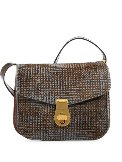 The Bridge Mia Animal-pattern Leather Shoulder Bag In Gray
