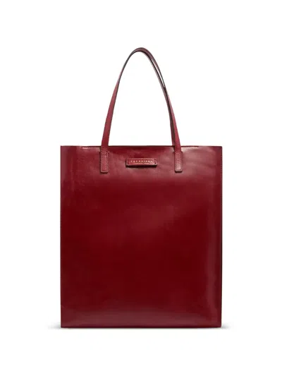 The Bridge Mirra Logo-plaque Leather Tote Bag In Red
