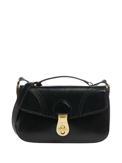 The Bridge Kids' Sleek Rectangular Shoulder Bag In Fine Grain Leather In Purple
