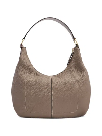 The Bridge Schultertasche Aus Gekörntem Leder In Gray