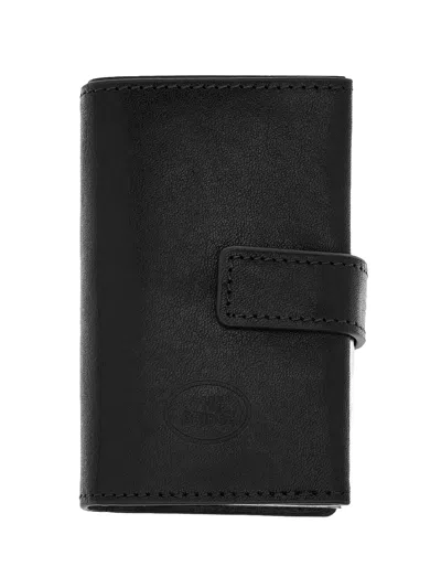The Bridge Press-stud Leather Cardholder In Black