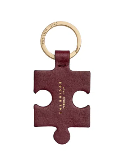 The Bridge Puzzle-piece Leather Keyring In Burgundy