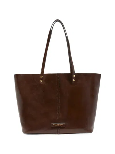 The Bridge Removable-pouch Leather Tote Bag In Brown