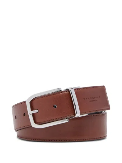 The Bridge Reversible Leather Belt In Brown