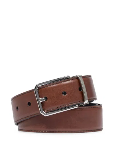 The Bridge Reversible Leather Belt In Brown