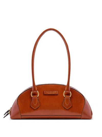 The Bridge Rounded Leather Shoulder Bag In Red