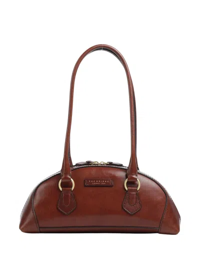 The Bridge Sleek Elongated Handbag In Fine Grain Calf Leather In Blue