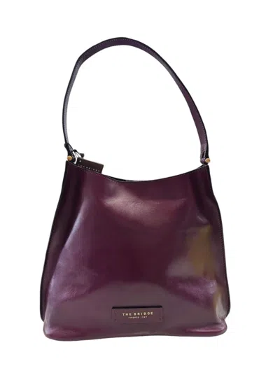 The Bridge Spacious Leather Hobo Bag With Magnetic Closure And Internal Pocket In Burgundy