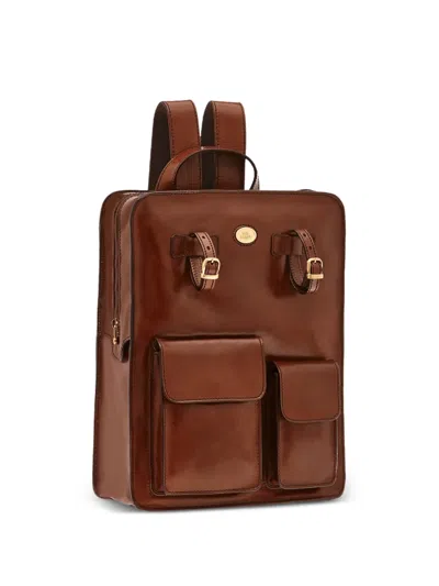 The Bridge Story Buckle-strap Flap-pocket Backpack In Brown