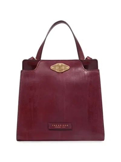 The Bridge Story Donna Leather Twist-lock Tote Bag In Burgundy