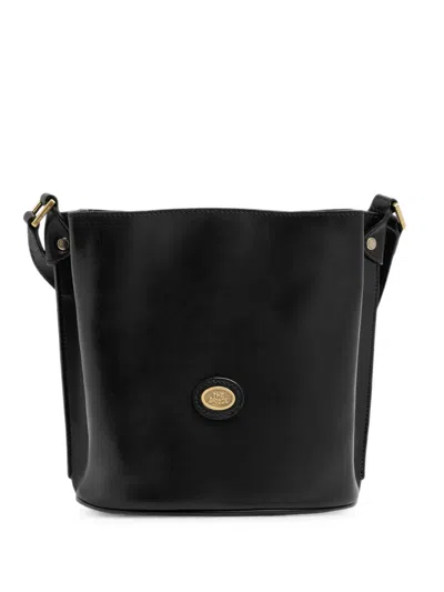 The Bridge Story Donna Logo-plaque Leather Bucket Bag In Black