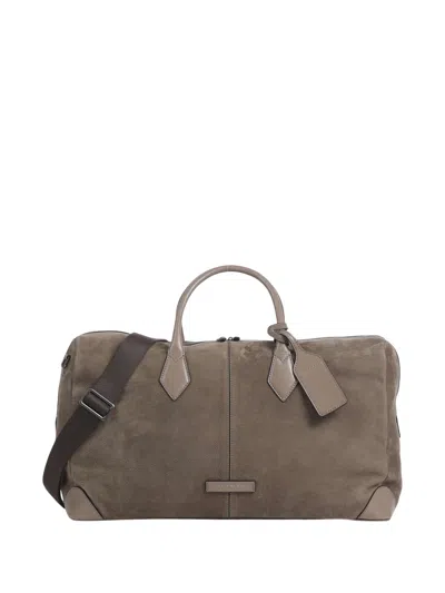 The Bridge Travel Soft Brushed Calf Leather Travel Bag In White