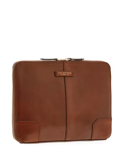 The Bridge Vespucci Logo-plaque Leather Document Holder In Brown