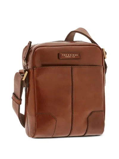 The Bridge Vespucci Logo-plaque Leather Messenger Bag In Brown