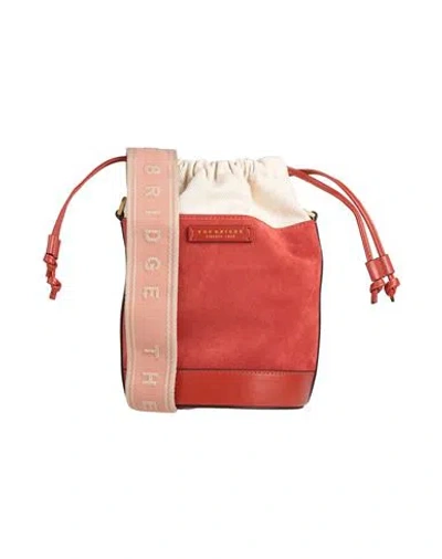 The Bridge Woman Cross-body Bag Brick Size - Leather, Textile Fibers In Red