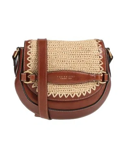 The Bridge Woman Cross-body Bag Brown Size - Leather, Natural Raffia