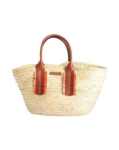 The Bridge Woman Handbag Beige Size - Leather, Natural Raffia
