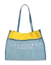The Bridge Woman Shoulder Bag Blue Size - Cow Leather, Cotton In Blue