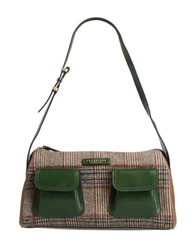 The Bridge Woman Shoulder Bag Sand Size - Cow Leather, Textile Fibers