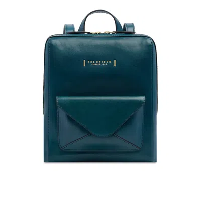 The Bridge Women's Leather Backpack With Front Pocket In Blue