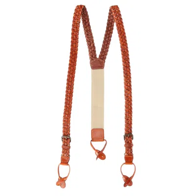 THE BRITISH BELT COMPANY MEN'S LEATHER TURNER BRAIDED BUTTON-END SUSPENDERS