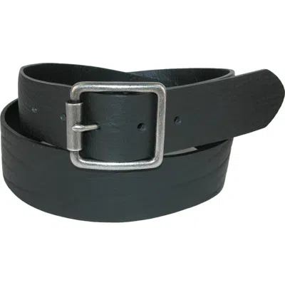 The British Belt Company Ravens Italian Leather Center Bar Buckle Belt In Black