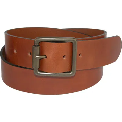 The British Belt Company Ravens Italian Leather Center Bar Buckle Belt In Tan
