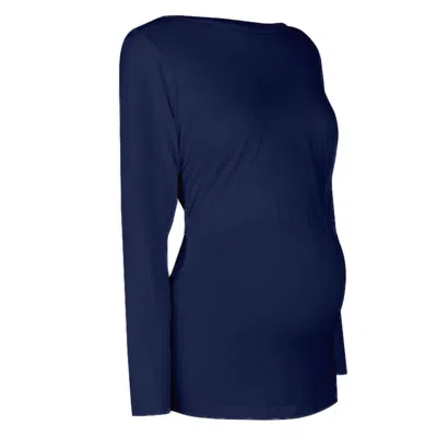 The Bshirt Blue Maternity Long Sleeve Top In Navy