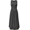 The Bshirt Bshirt Women's Racer Back Gathered Dress In Black & White Stripes In Black/white