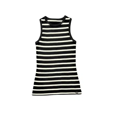 The Bshirt Women's Rib Racer Waistcoat In Black & White Stripe In Black/white