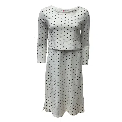 The Bshirt Nursing Dress  In White And Black Spots In Grey