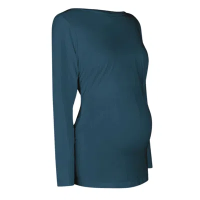 The Bshirt Women's Blue Maternity Long Sleeve Top In Teal