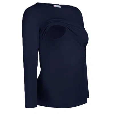 The Bshirt Women's Blue Nursing Long Sleeve T-shirt In Navy