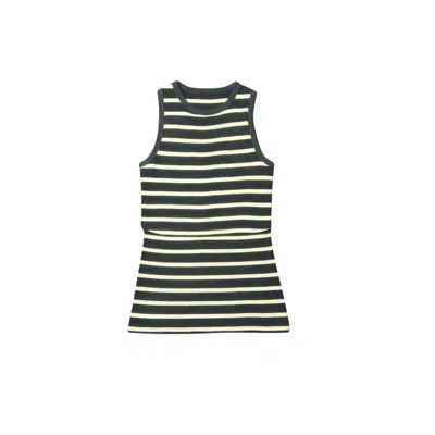 The Bshirt Women's Bshirt Nursing Rib Racer Vest In Black Stripe
