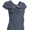 The Bshirt Women's Nursing Short Sleeve T-shirt In Navy And White Stripes In Blue/white