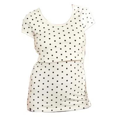 The Bshirt Women's Nursing Short Sleeve T-shirt In White And Black Spots In Black/white