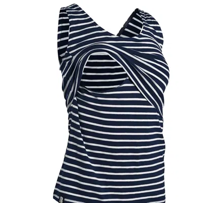 The Bshirt Women's Nursing Vest In Navy And White Stripe In Blue/white