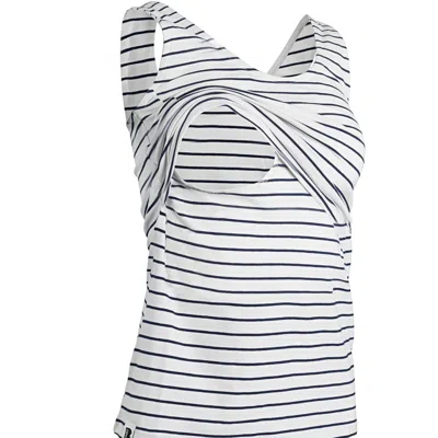 The Bshirt Women's Nursing Waistcoat In White And Navy Stripe In Blue/white