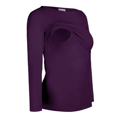 The Bshirt Women's Pink / Purple Nursing Long Sleeve T-shirt In Plum In Pink/purple