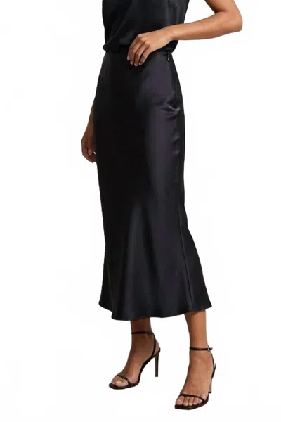 The Burgess Collection Hadley Satin Midi Skirt In Black