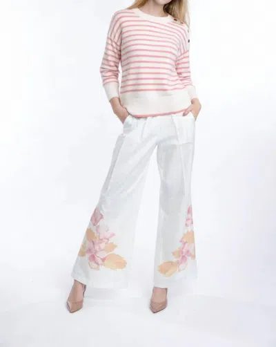 The Burgess Collection Hepburn Pleated Linen Pants In White Petal