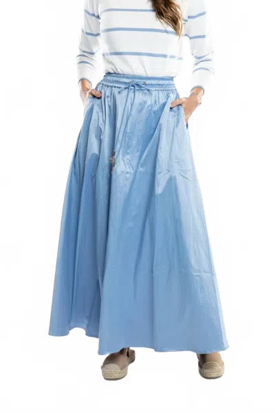 The Burgess Collection Serena Satin Skirt In Blueberry