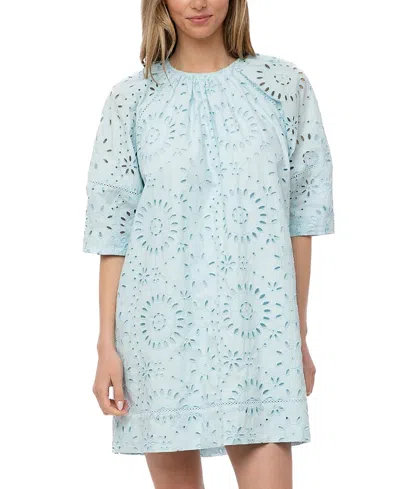 The Burgess Collection The Kennedy Eyelet Mini Dress In Blue