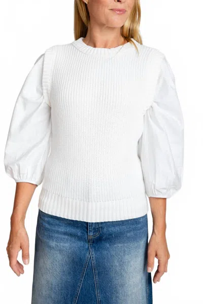 The Burgess Collection Women's Mixed Media Shirt In Ivory In White