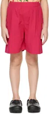 The Campamento Kids Pink Embroidered Shorts In Fuchsia