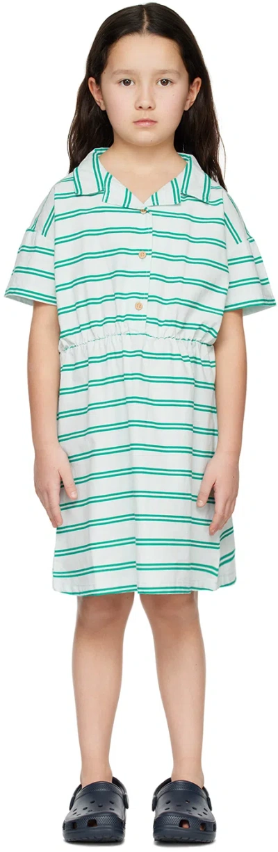 The Campamento Kids White Striped Dress In Blue