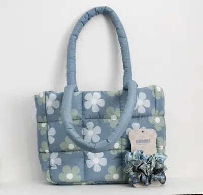 The Care Collective Daisy Puffer Bag In Blue/green In Multi