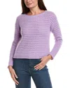 The Cashmere Project Boat Neck Pointelle Cashmere Sweater In Purple