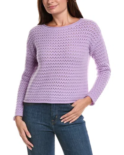 The Cashmere Project Boat Neck Pointelle Cashmere Sweater In Purple
